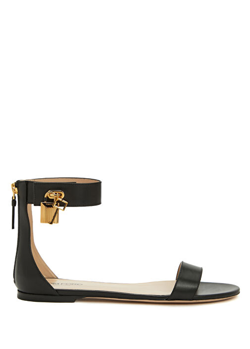 Siyah Kadın Deri Sandalet - Görsel 2