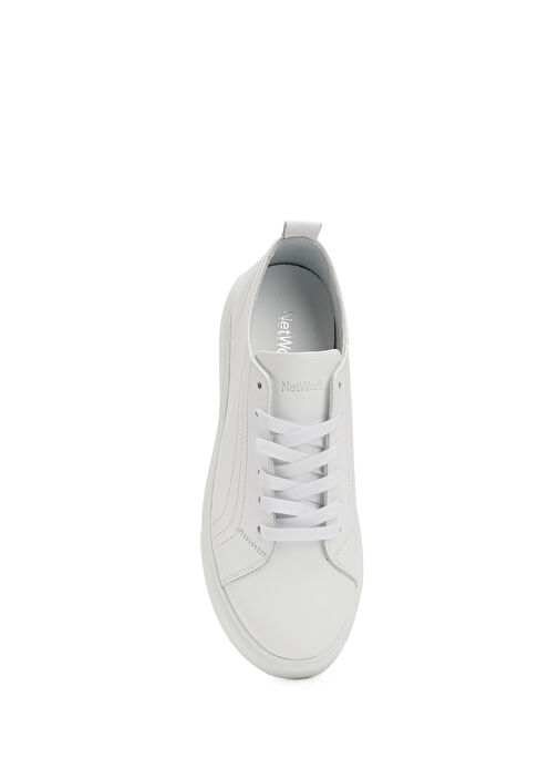 Beyaz Kadın Deri Sneaker - Görsel 5
