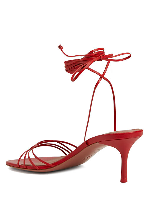 Kırmızı Kadın Deri Sandalet - Görsel 4