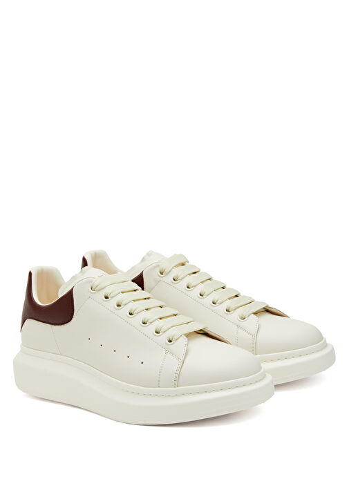 Beyaz Bordo Erkek Deri Sneaker - Görsel 3