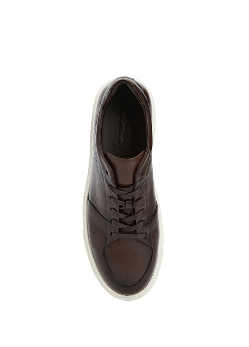Kahverengi Erkek Deri Sneaker - Görsel 5