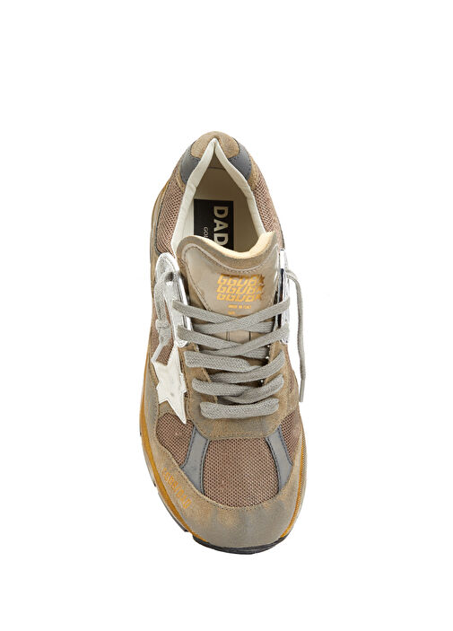 Bej Logolu Eskitme Dokulu Kadın Deri Sneaker - Görsel 5