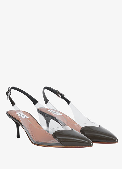 Deri Garnili Transparan Topuklu Ayakkabı - Görsel 2