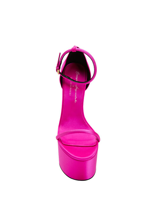 Fuşya Platform Topuklu Deri Sandalet - Görsel 5