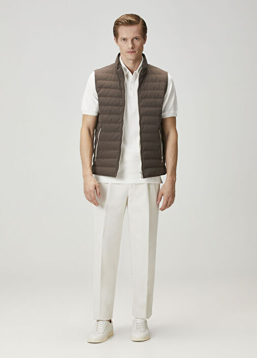 Brunello Cucinelli - Beyaz Polo Yaka T-shirt - Çok Renkli Beyaz