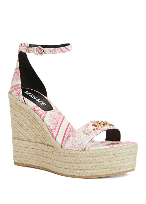 Pembe Beyaz Kadın Deri Espadril - Görsel 3