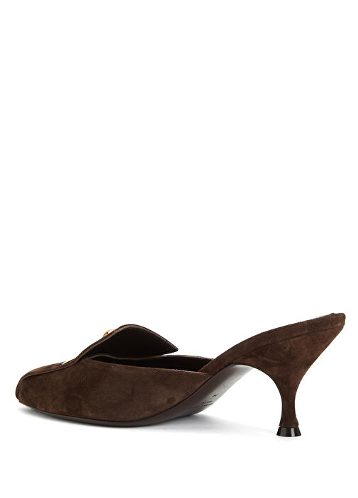 Koyu Kahverengi Kadın Deri Terlik - Görsel 4