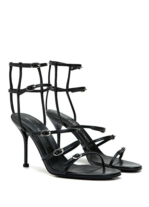Siyah Kadın Deri Sandalet - Görsel 3
