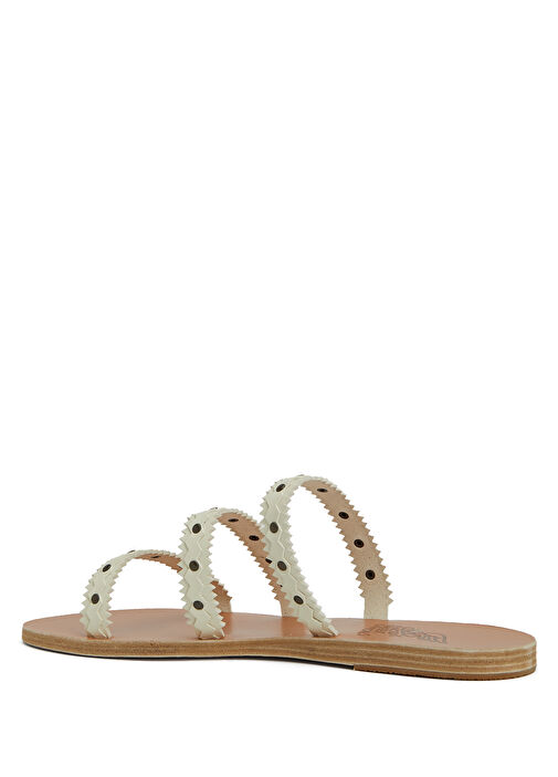 Prostasia Kırık Beyaz Kadın Deri Terlik - Görsel 4