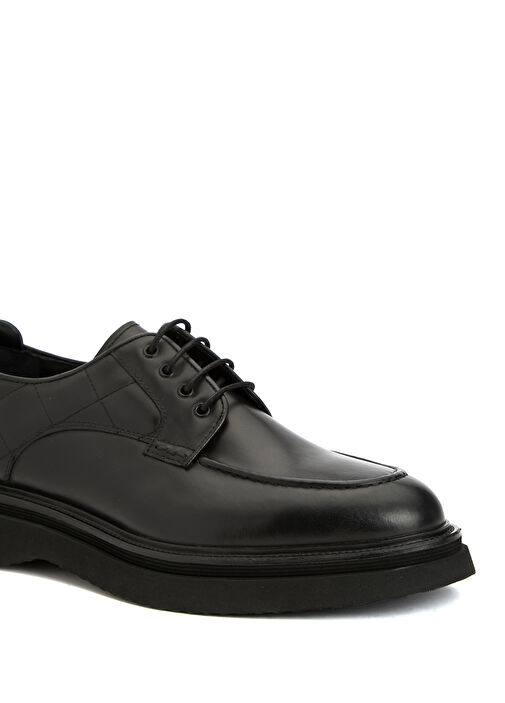 Siyah Dikiş Detaylı Erkek Deri Ayakkabı - Görsel 7