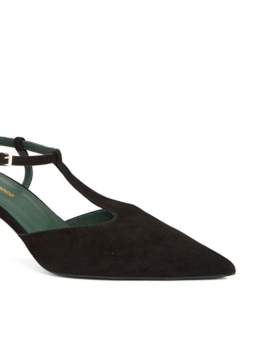 Siyah Deri Topuklu Ayakkabı - Görsel 7