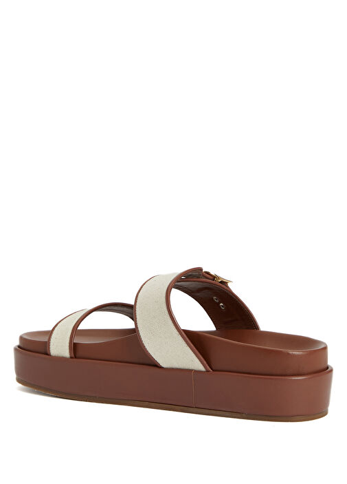 Tria 2 Platform Bej Kahve Kadın Kanvas Terlik - Görsel 4