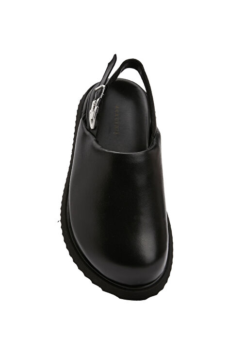Siyah Logo Tokalı Kadın Deri Sabo - Görsel 5