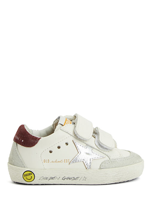 Old School Beyaz Unisex Çocuk Deri Sneaker - Görsel 2