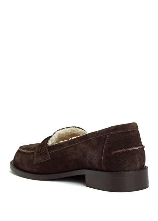Koyu Kahverengi Kadın Süet Loafer - Görsel 4