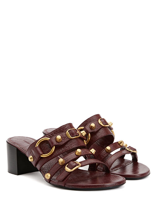 Bordo Kadın Deri Terlik - Görsel 3