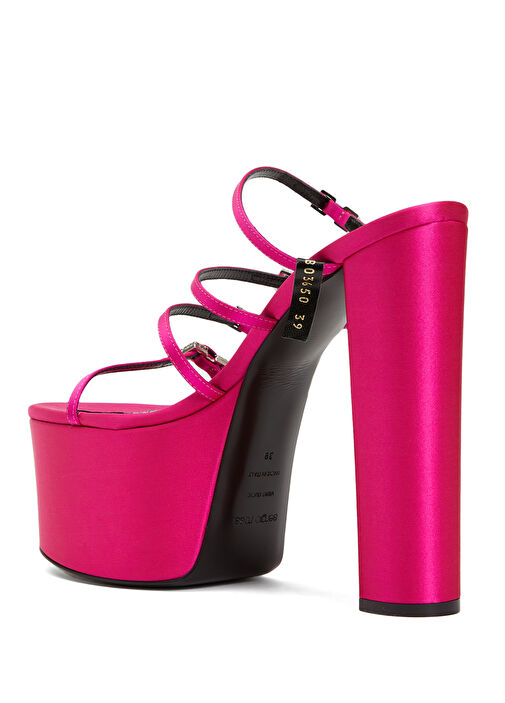 Fuşya Kemer Detaylı Kadın İpek Sandalet - Görsel 4