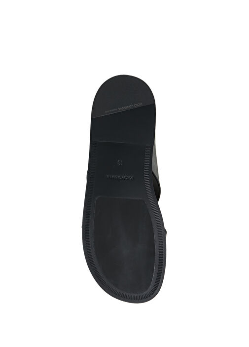 Siyah Logolu Erkek Deri Sandalet - Görsel 6