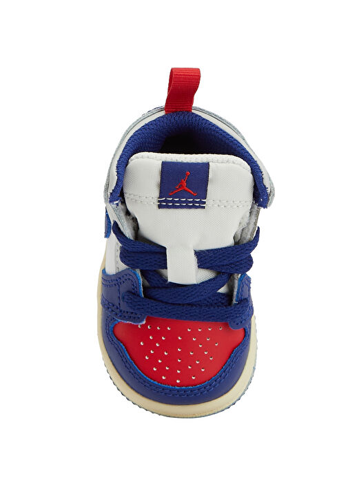 Jordan 1 Mid Beyaz Unisex Çocuk Deri Sneaker - Görsel 5