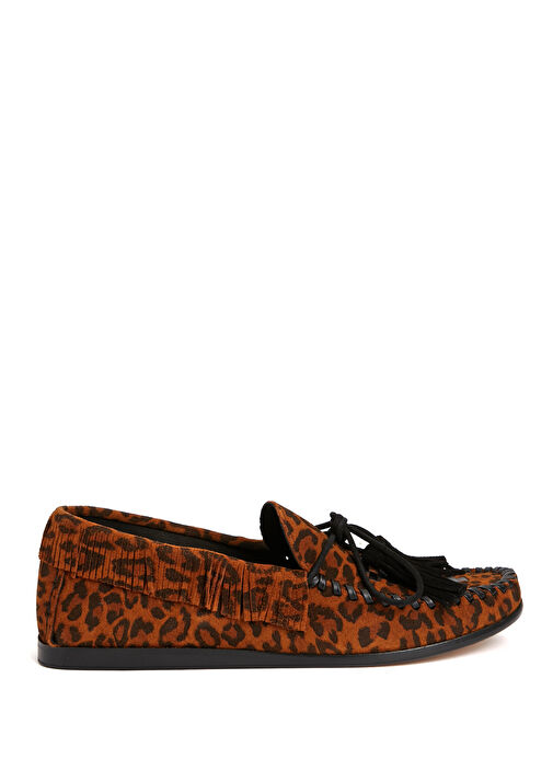 Fitza Leopar Desenli Kadın Süet Loafer - Görsel 2