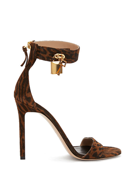 Kahverengi Desenli Kadın Süet Sandalet - Görsel 2