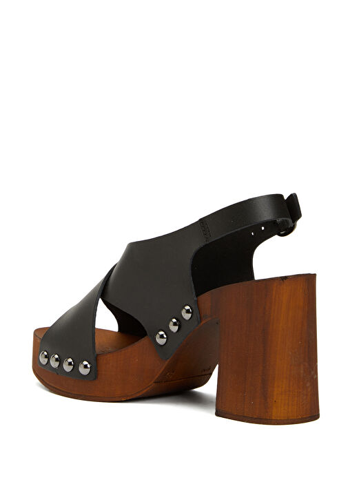 Siyah Kadın Süet Sandalet - Görsel 4