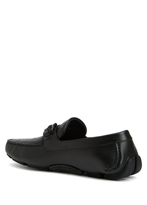 Siyah Logo Motifli Erkek Deri Driver - Görsel 4