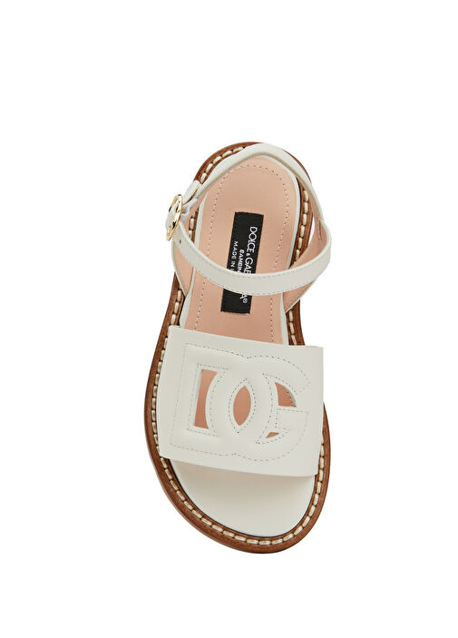 Krem Kız Çocuk Deri Sandalet - Görsel 5