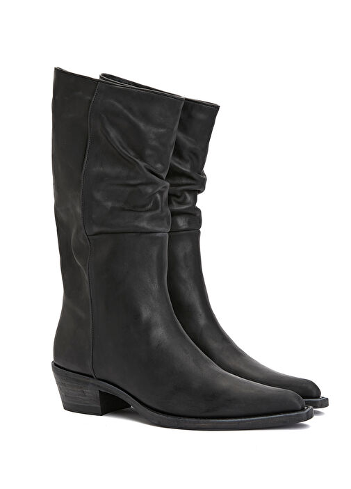 Clive Siyah Kadın Deri Çizme - Görsel 3