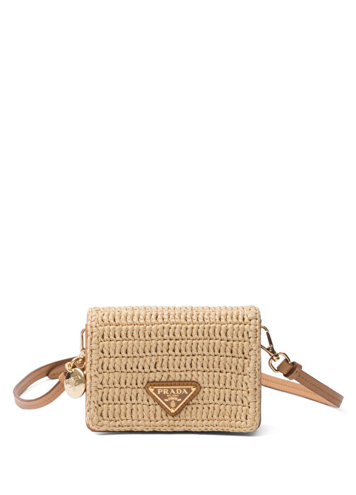 Prada - Woven Fabric Card Holder with Shoulder Strap