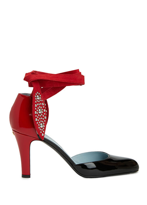 Foliefoliage Siyah Deri Topuklu Ayakkabı - Görsel 2