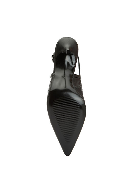 Siyah Deri Topuklu Ayakkabı - Görsel 6