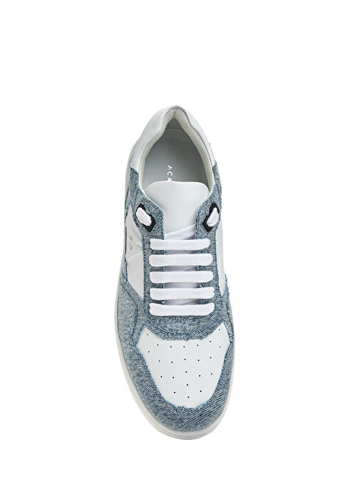 Beyaz Mavi Logolu Kadın Deri Sneaker - Görsel 5