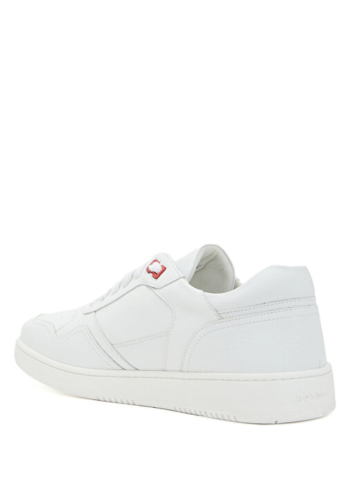 Beyaz Logolu Erkek Deri Sneaker - Görsel 4