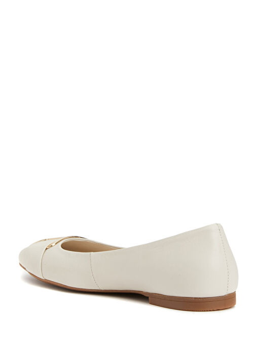 Kırık Beyaz Kadın Deri Babet - Görsel 4