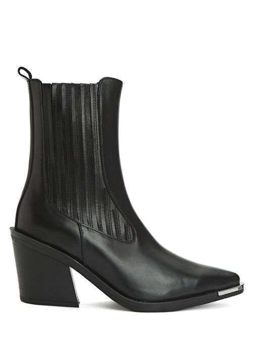 Siyah Kadın Deri Western Bot - Görsel 2