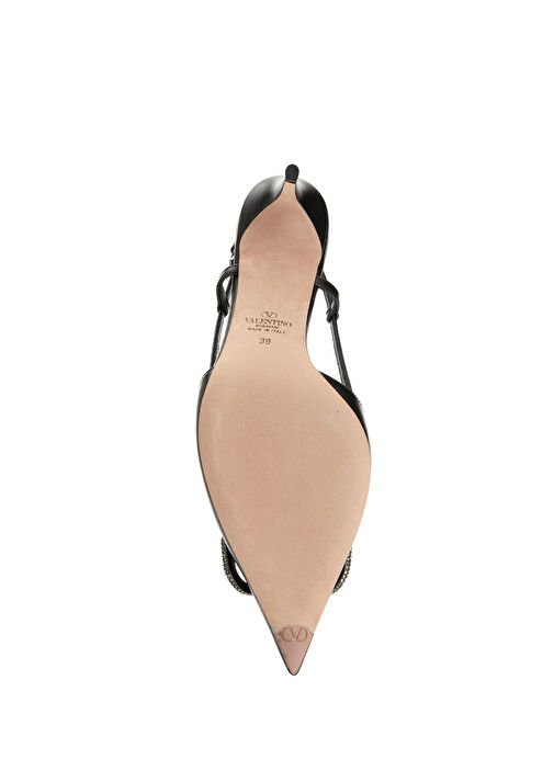 Siyah Deri Topuklu Ayakkabı - Görsel 6