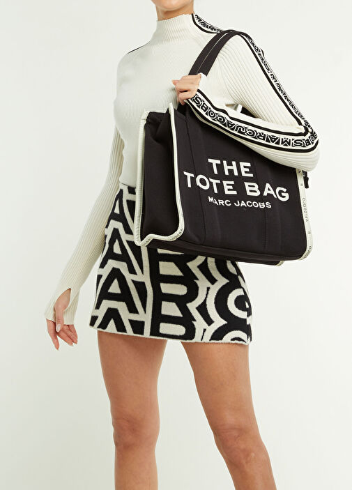 MARC JACOBS THE TOTE BAG アイボリー/ブラック Marc Jacobs - Large Tote Siyah Kadın Alışveriş Çantası - Siyah