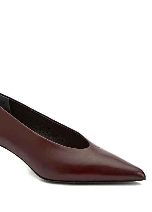 Bordo Deri Topuklu Ayakkabı - Görsel 7