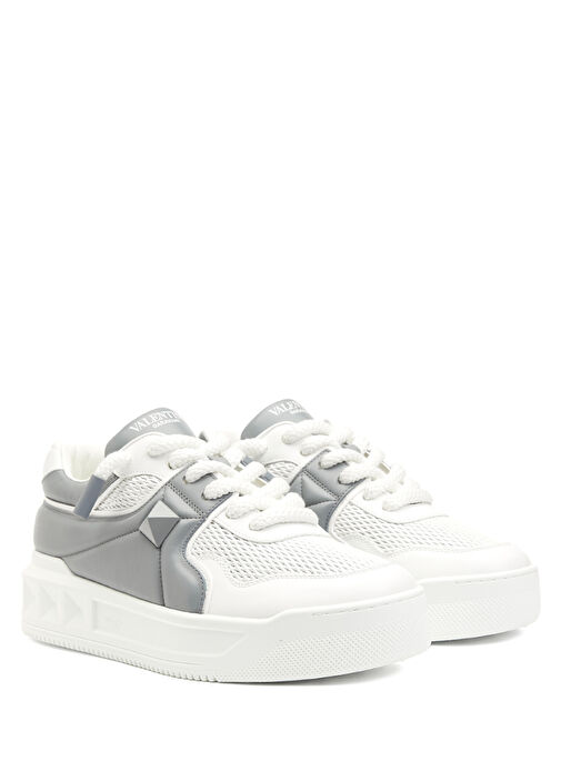 Beyaz Gri Erkek Deri Sneaker - Görsel 3