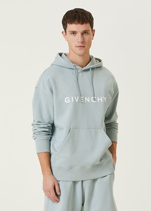 Givenchy Ac k Mavi Erkek Ac k Mavi Kapu onlu Logolu Sweatshirt 1378765 Beymen