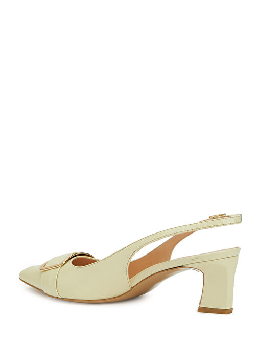 Sarı Deri Topuklu Ayakkabı - Görsel 4