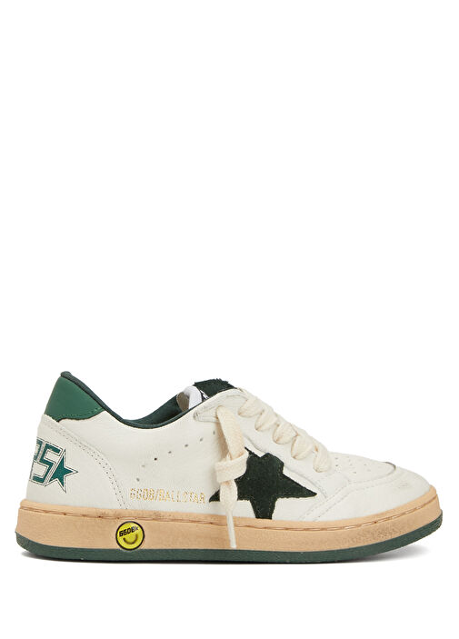 Ball Star Beyaz Yeşil Unisex Çocuk Deri Sneaker - Görsel 2