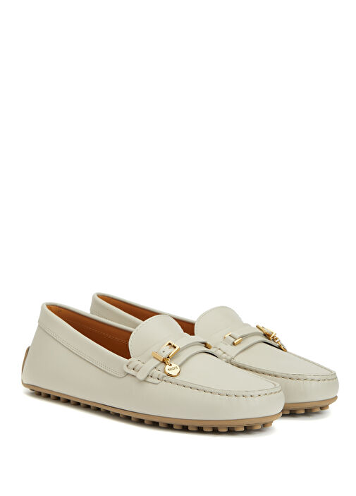 Ekru Kadın Deri Loafer - Görsel 3