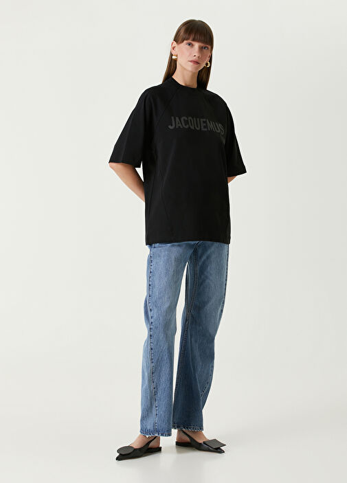 【送料込】JACQUEMUS_ブラック Le t-shirt Typo Tシャツ Jacquemus - Typo Black T-Shirt