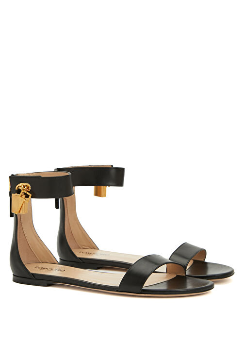 Siyah Kadın Deri Sandalet - Görsel 3