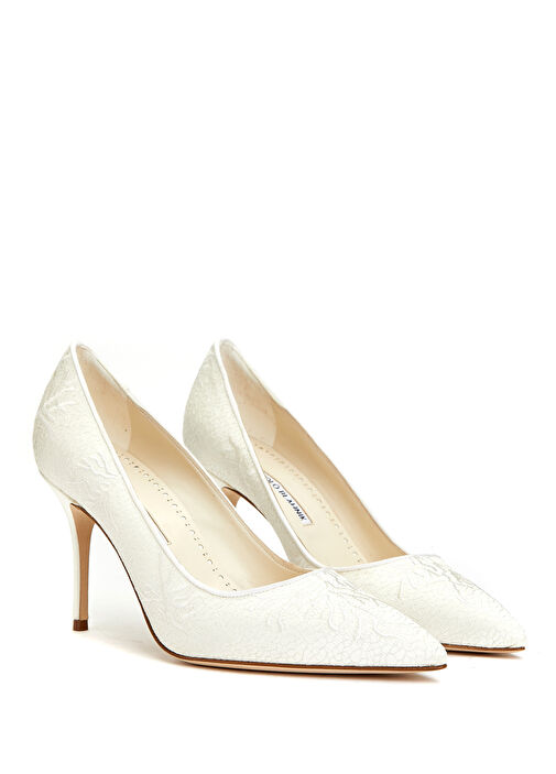 Beyaz Dantel Dokulu Stiletto - Görsel 3