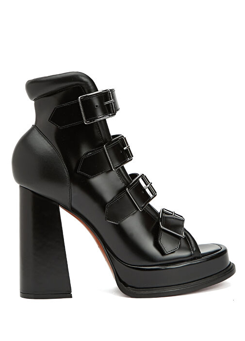 Siyah Kadın Deri Sandalet - Görsel 2