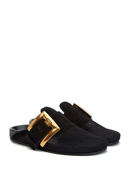 Siyah Logo Tokalı Kadın Terlik - Görsel 3