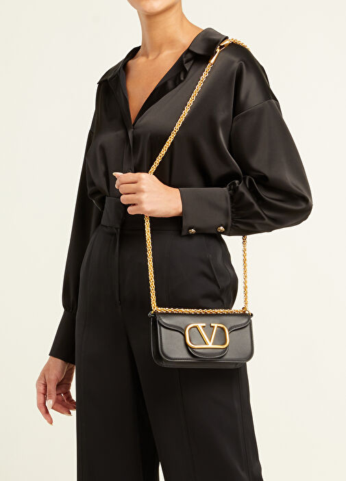 【最終値下げ】Valentino Garavani サークルロゴ ハンドバッグ Valentino Garavani Siyah Kadın Siyah Logolu Kadın Deri Omuz